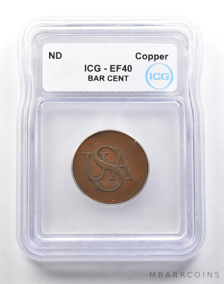 (1785) USA Copper Bar Cent EF40 ICG a1812