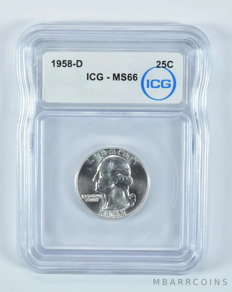 1958-D Washington Quarter MS66 ICG