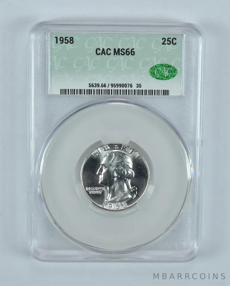 1958 Washington Quarter MS66 CAC CACg