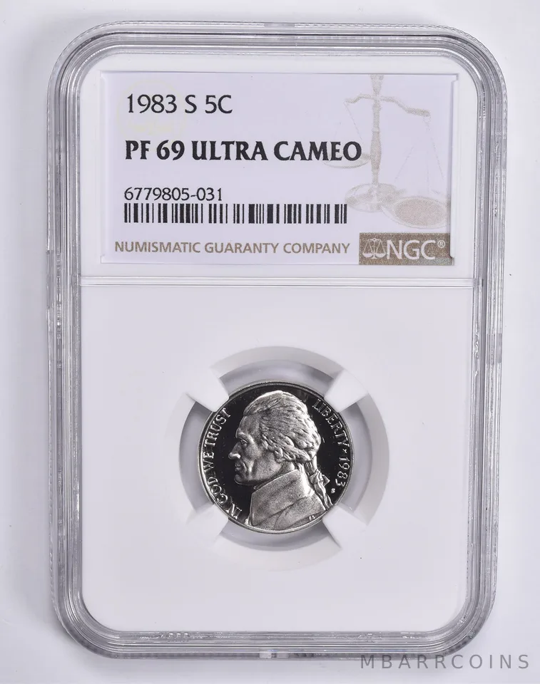 1983-S Jefferson Nickel PF69 UCam NGC Brown Lbl