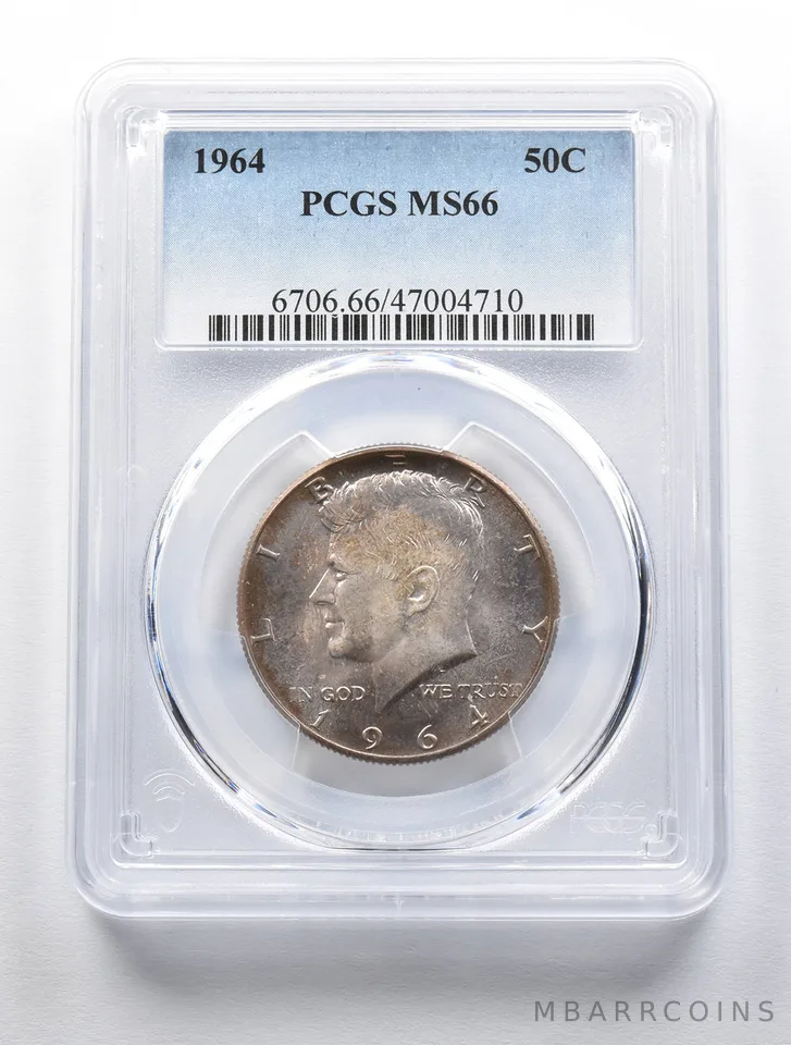 MS66 1964 Kennedy Half Dollar PCGS Insane color a2243