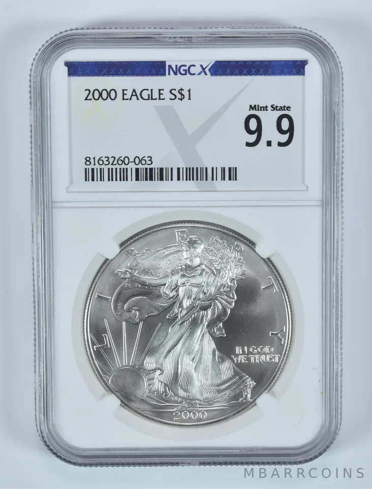 2000 American Silver Eagle Mint State 9.9 NGC X NGCX