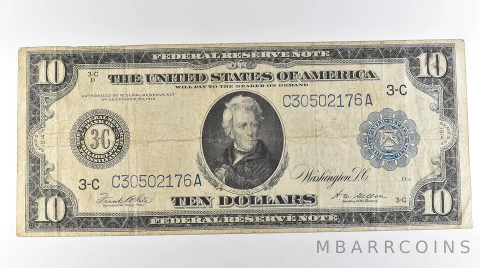 1914 $10 Philadelphia PA FRN Large Note Blue Seal *3099