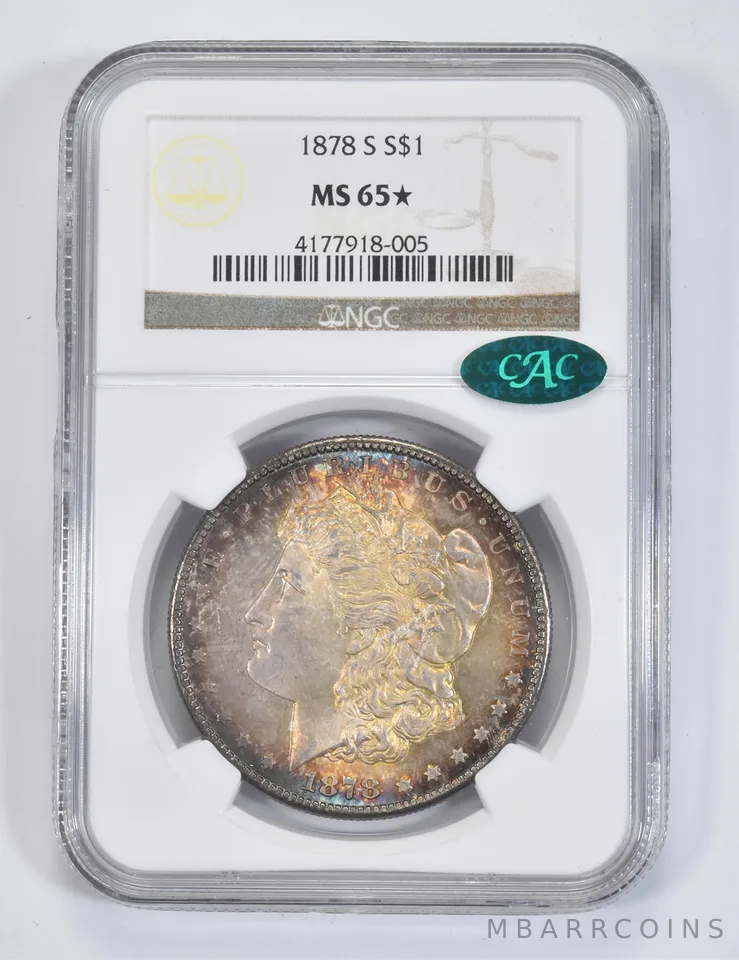MS65* 1878-S Morgan Silver Dollar - CAC - Graded NGC *8181