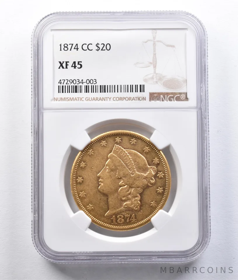 1874-CC $20 Liberty Head Gold Double Eagle XF45 NGC *2916