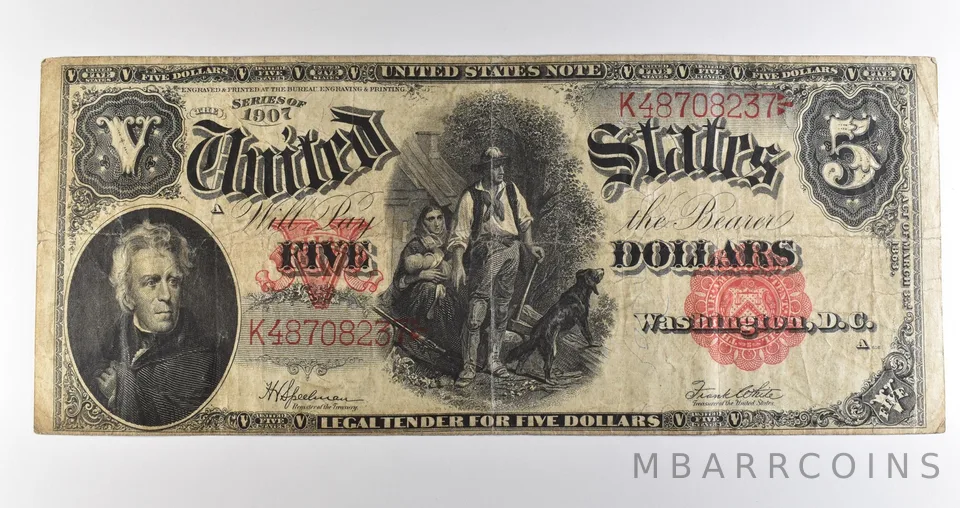 1907 $5 Legal Tender Large Note Red Seal *3523