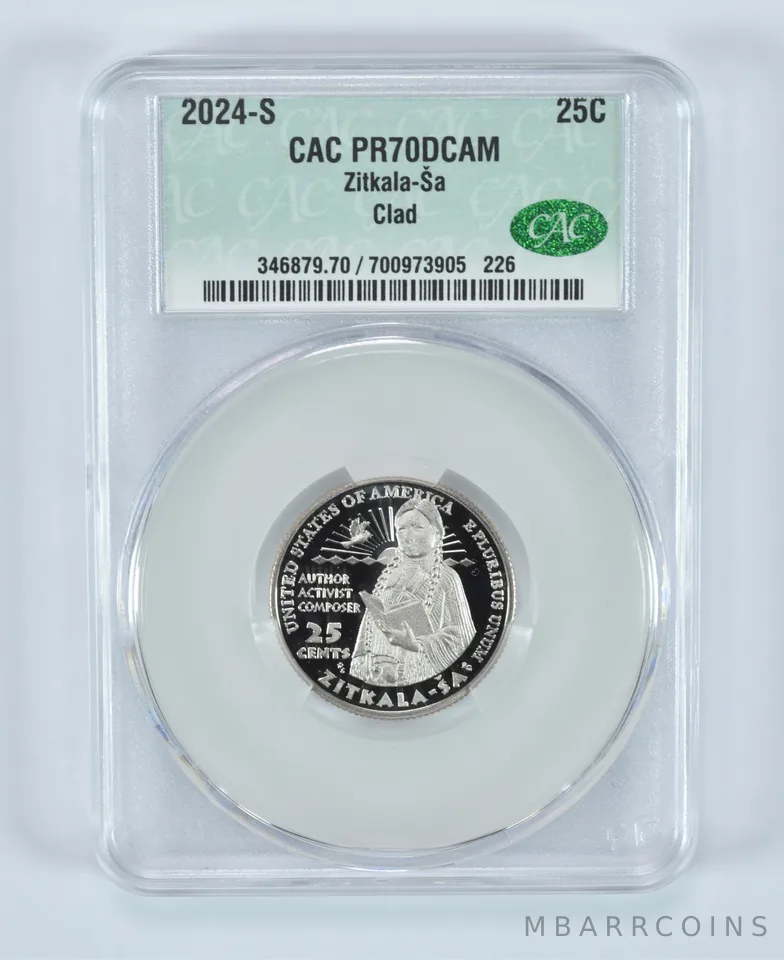 2024-S Washington Quarter Clad Zitkala-Sa PR70 DCAM CAC CACg