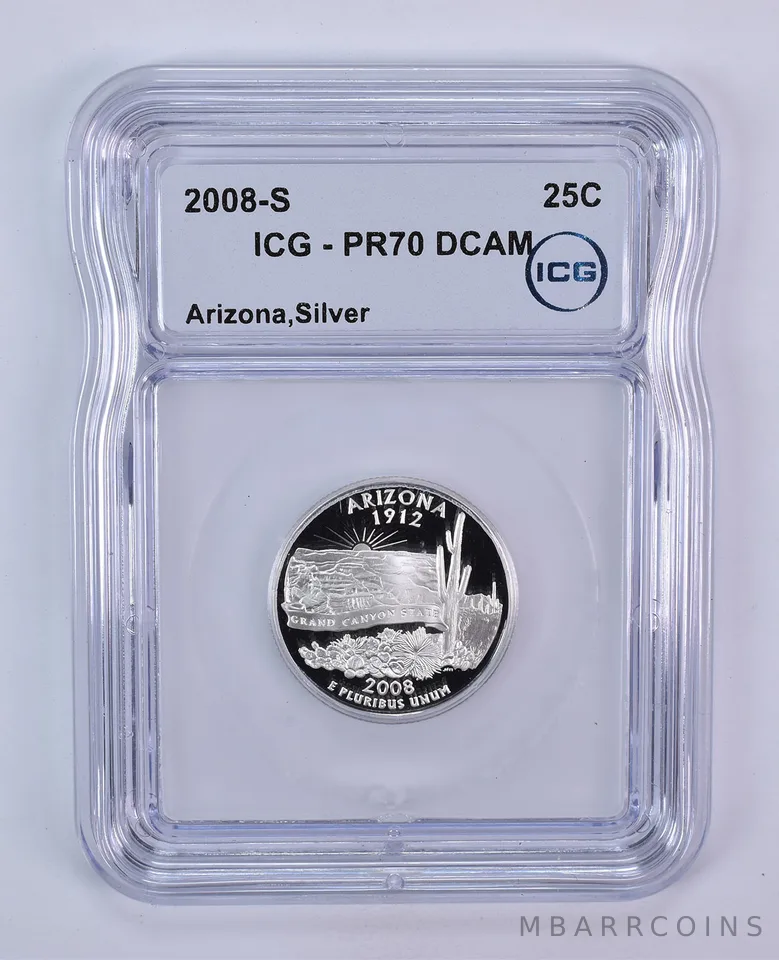 2008-S Washington State Quarter Arizona Silver PR70 DCAM ICG