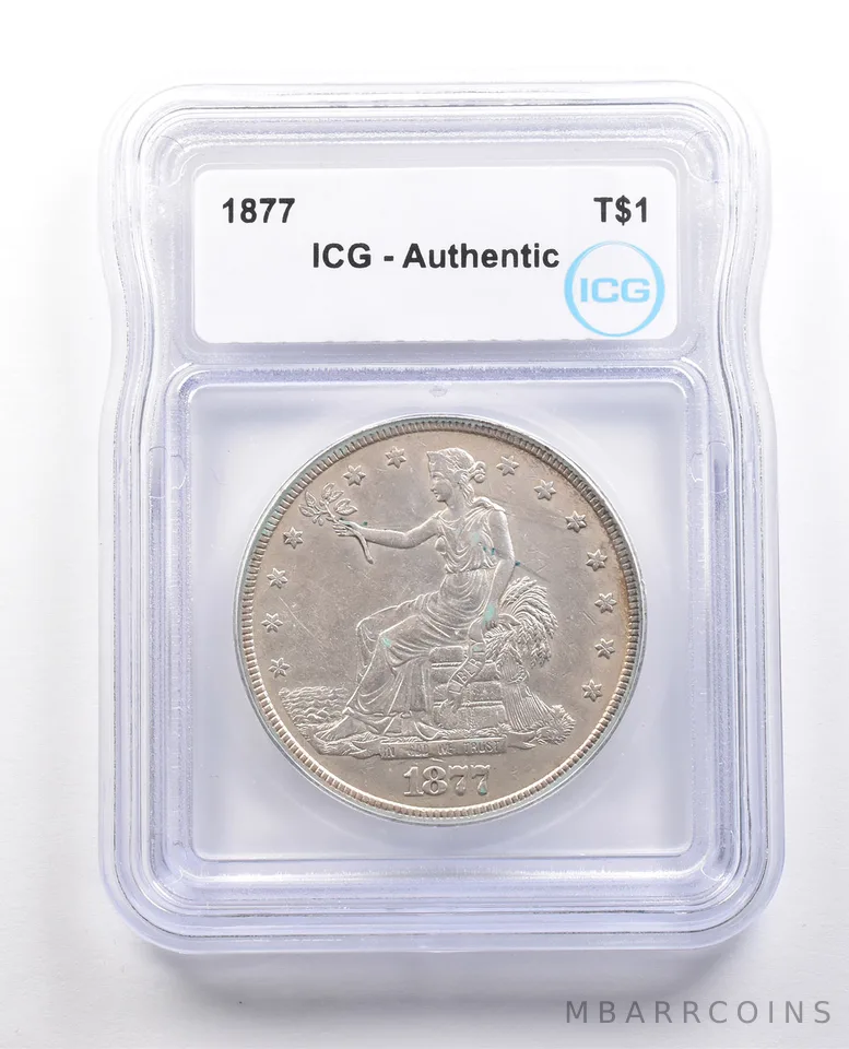 1877 Seated Liberty Trade Dollar Authentic ICG *6022
