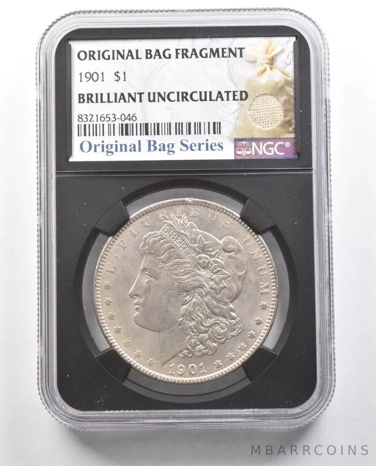 1901 Morgan Silver Dollar Original Bag Fragment BU NGC *4362