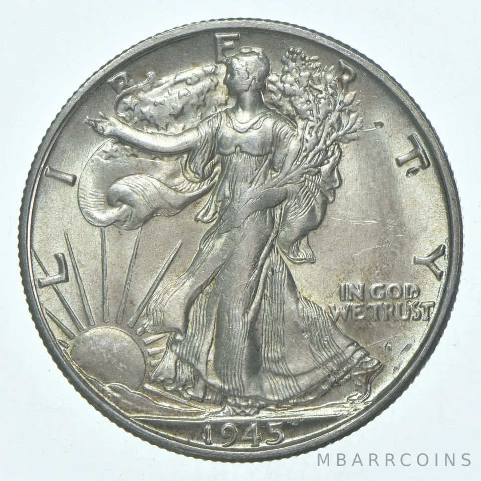 BU 1945-S Walking Liberty Half Dollar Uncirculated 90% Silver