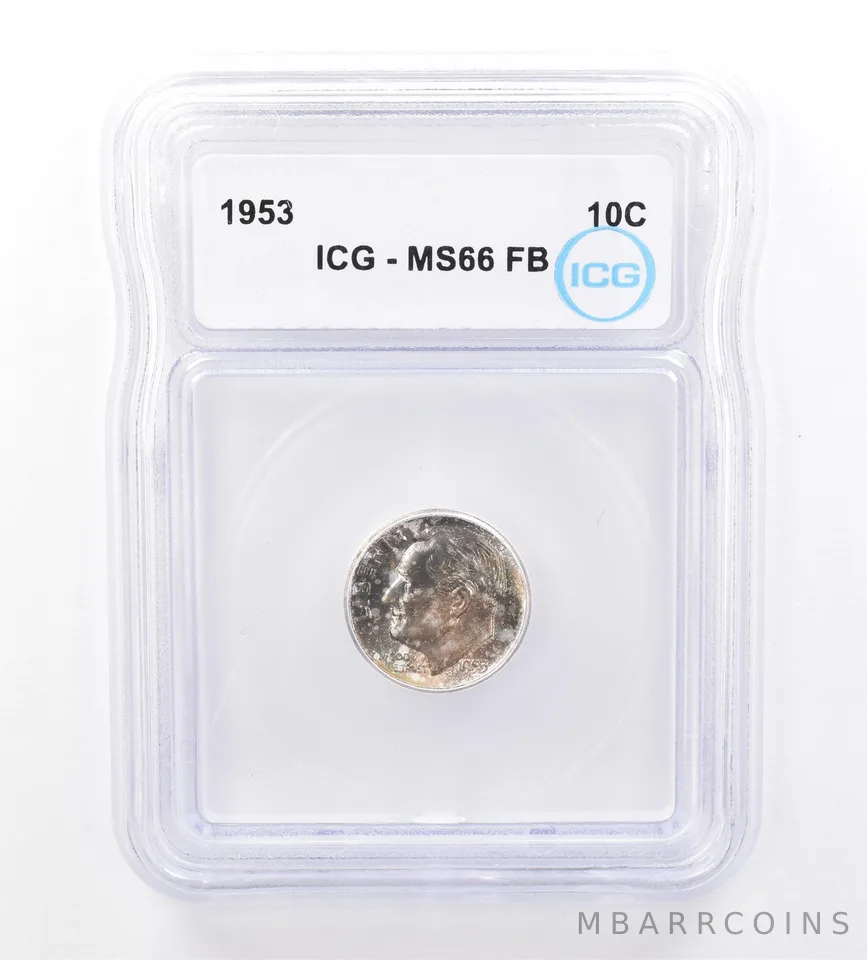 1953 Roosevelt Dime MS66 FB ICG Beautiful Tone a1567