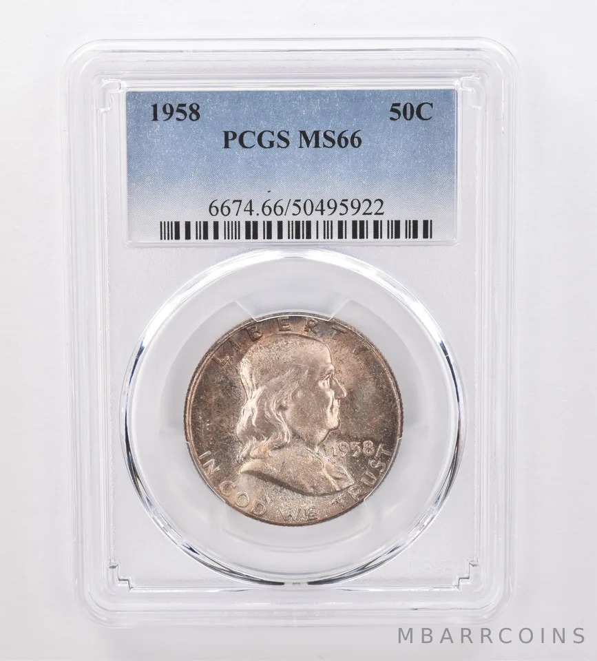 1958 Franklin Half Dollar MS66 PCGS Beautiful Tone a9981