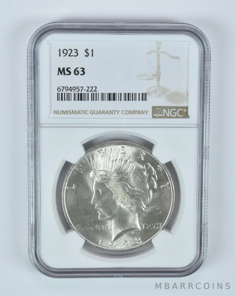 MS63 1923 Peace Silver Dollar NGC Beautifully Toned *9627