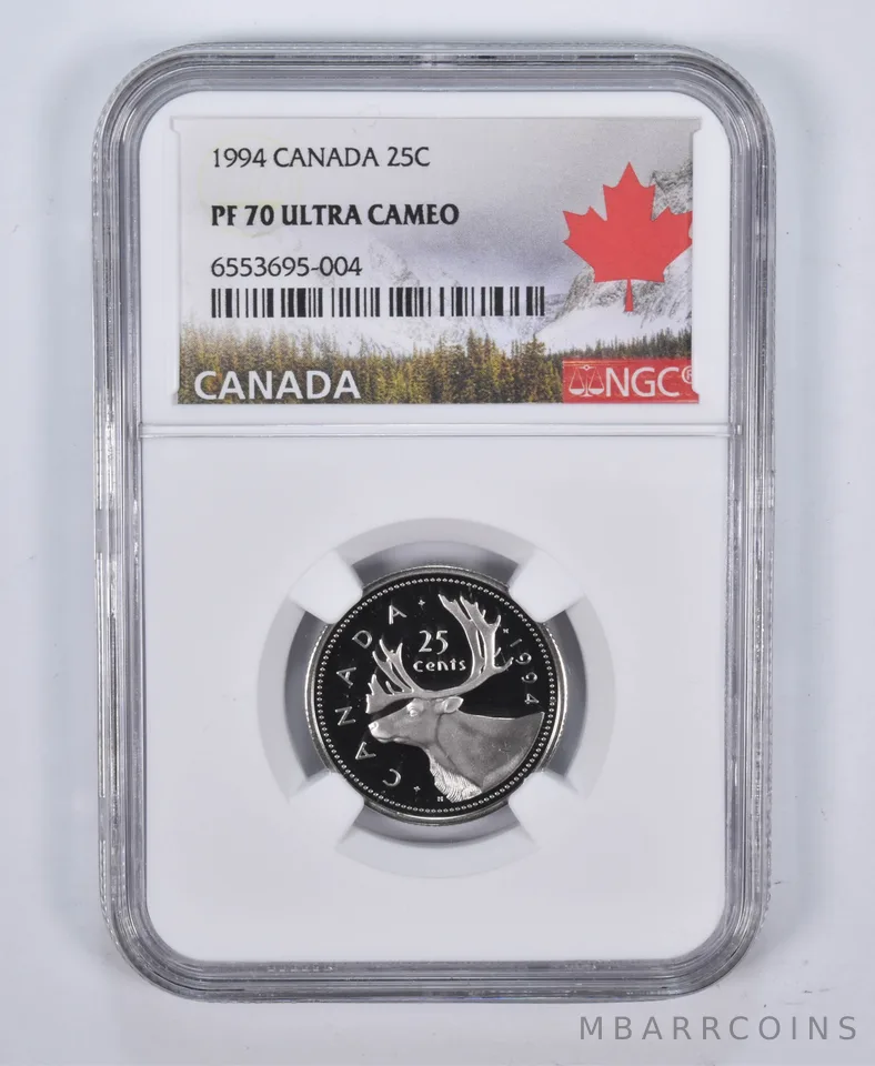 1994 Canada 25C Quarter PF70 UCam NGC Canada Lbl