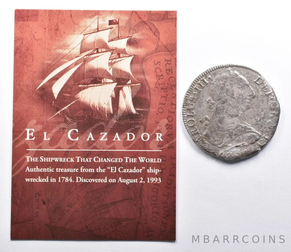 1780's El Cazador Spanish Colonial 8 Reales Shipwreck Coin *3627