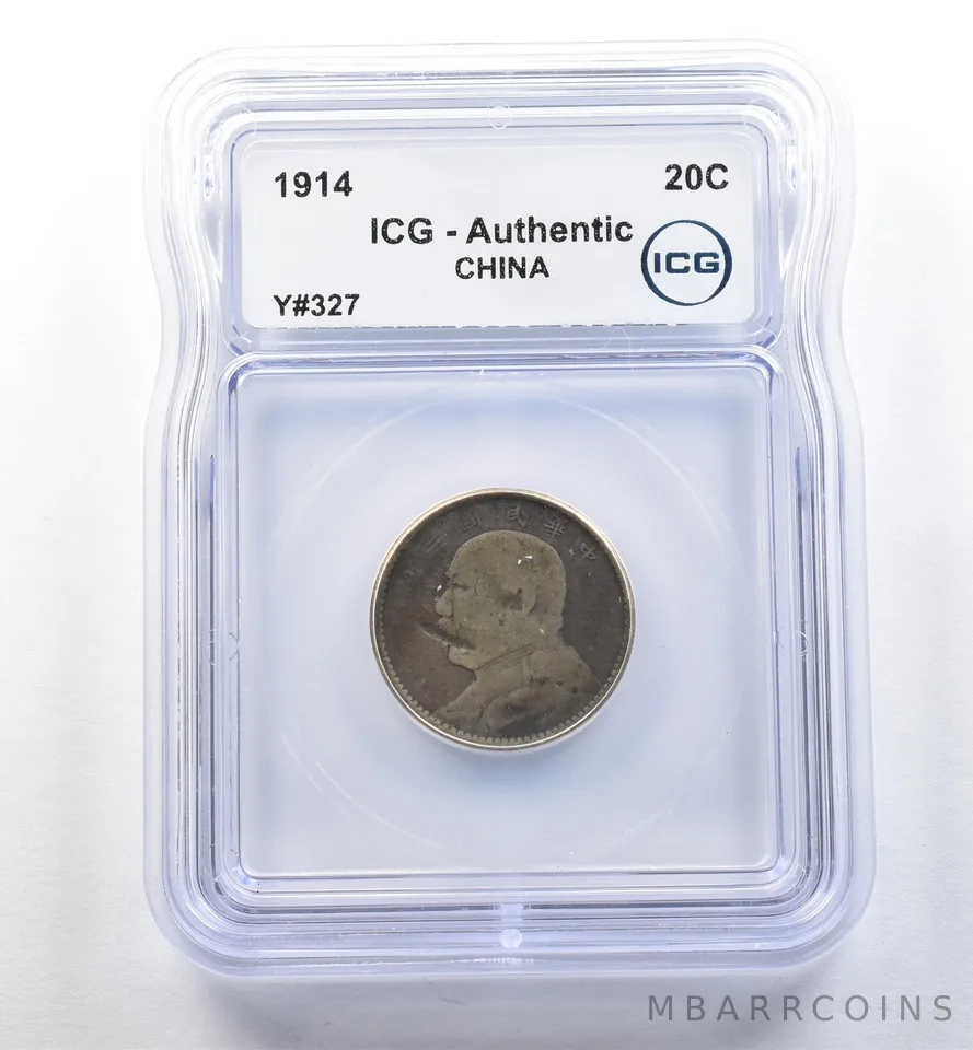 1914 China 20 Cents Y#327 Authentic ICG *2570