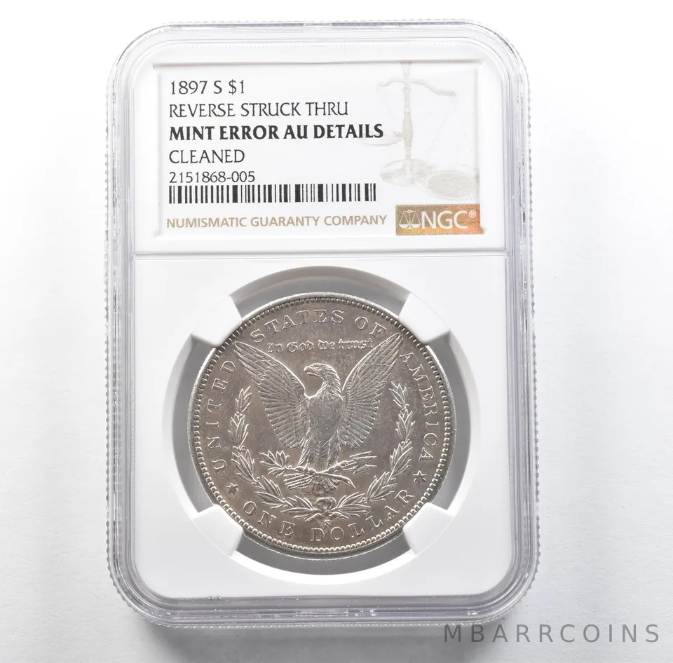 1897-S Morgan Silver Dollar Mint Error Reverse Struck Thru AU Details NGC *3182