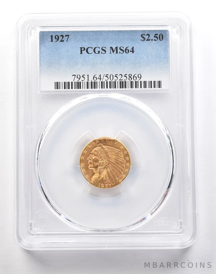 1927 $2.50 Indian Head Gold Quarter Eagle MS64 PCGS a1835