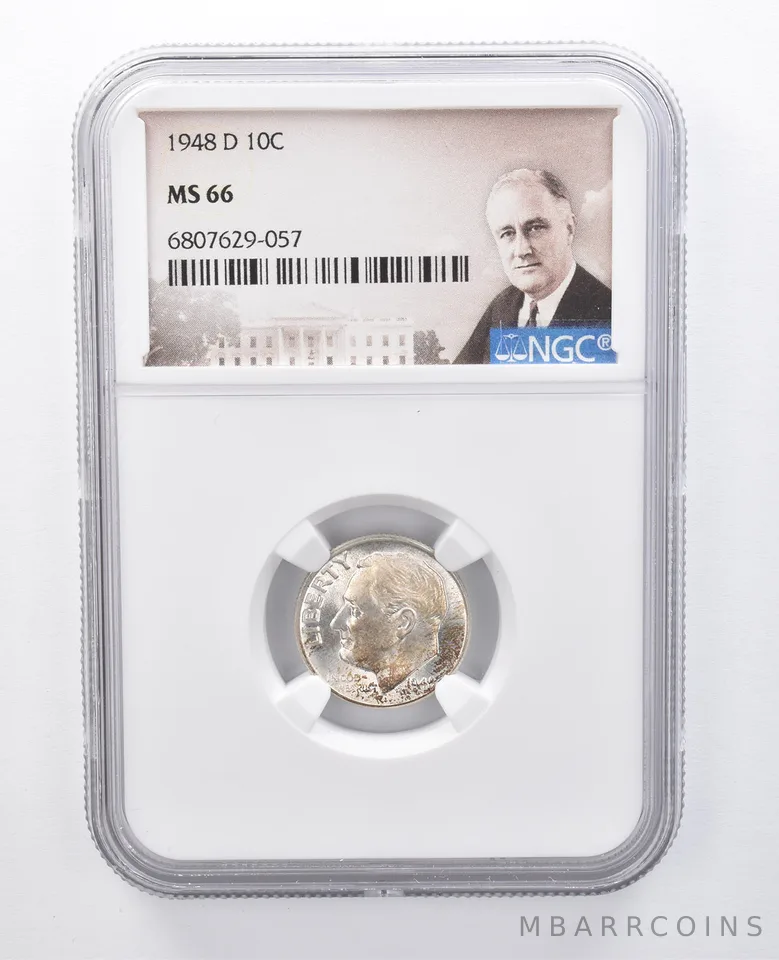 1948-D Roosevelt Dime MS66 NGC Beautiful Sheen a7939
