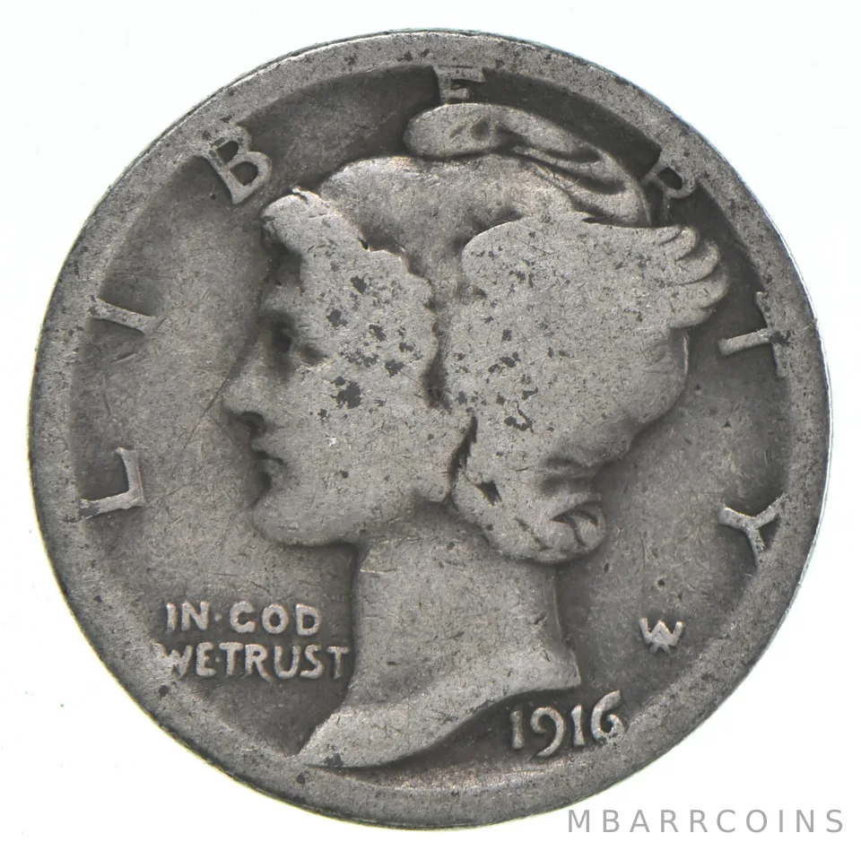 G+ 1916-S Mercury 90% Silver Dime