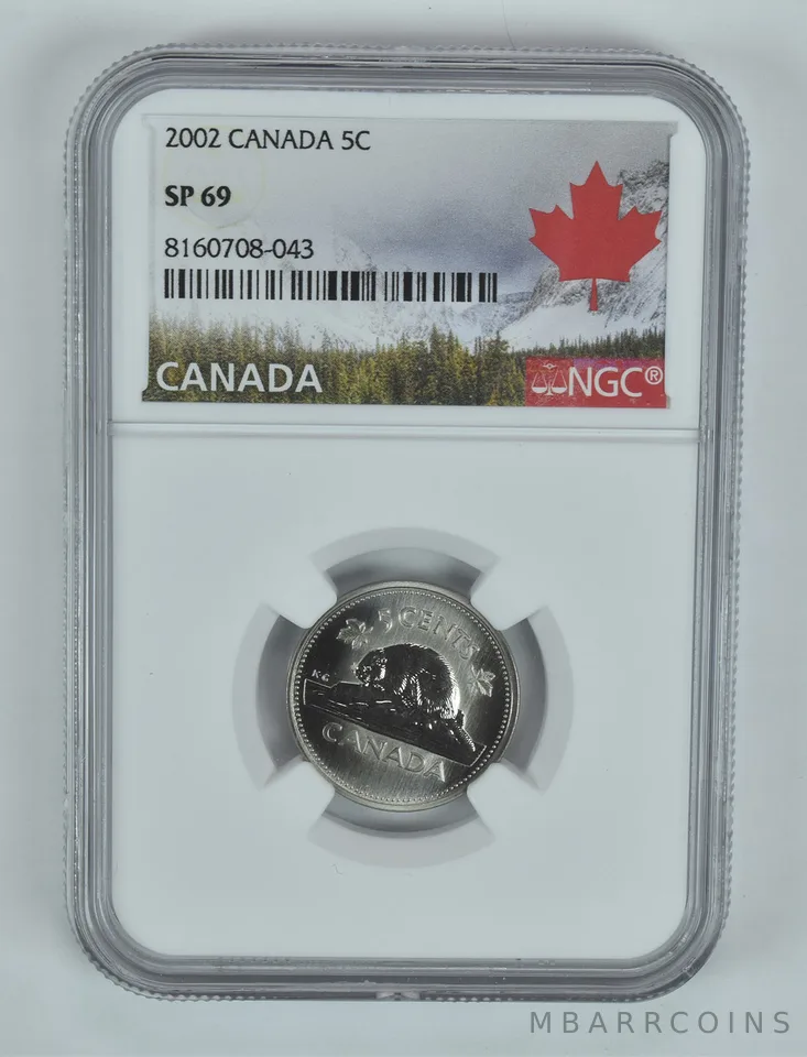 2002 Canada 5 Cents Beaver SP69 NGC Canada Label