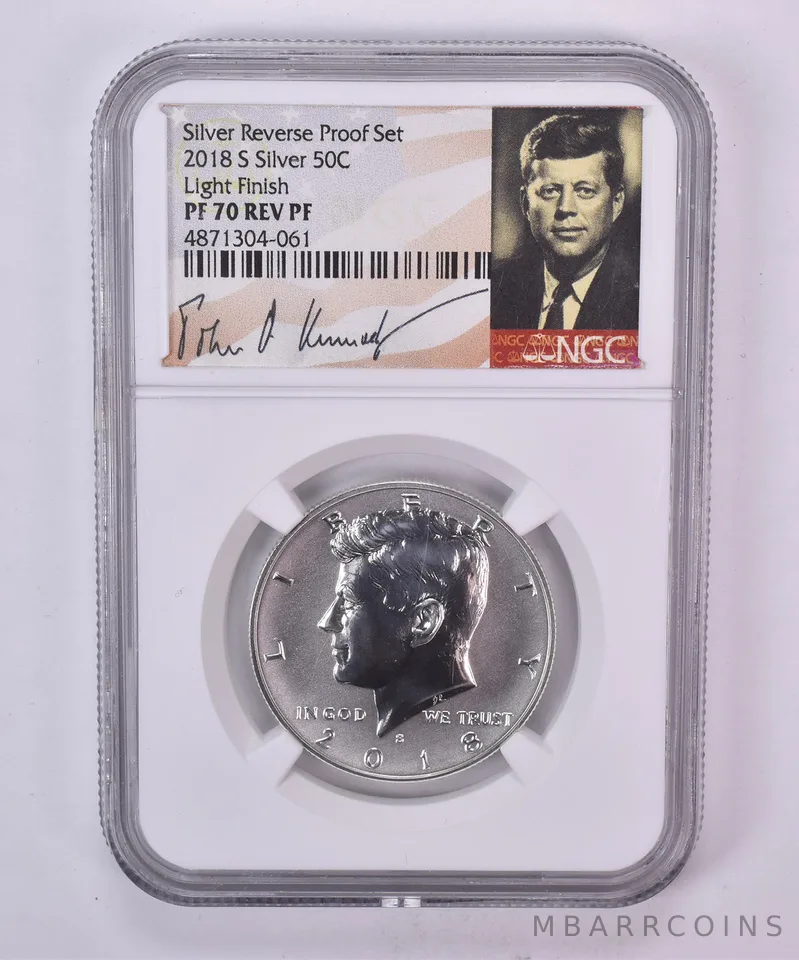 2018-S Kennedy Half Dollar Silver Light Finish Reverse PF70 NGC Sign Lbl