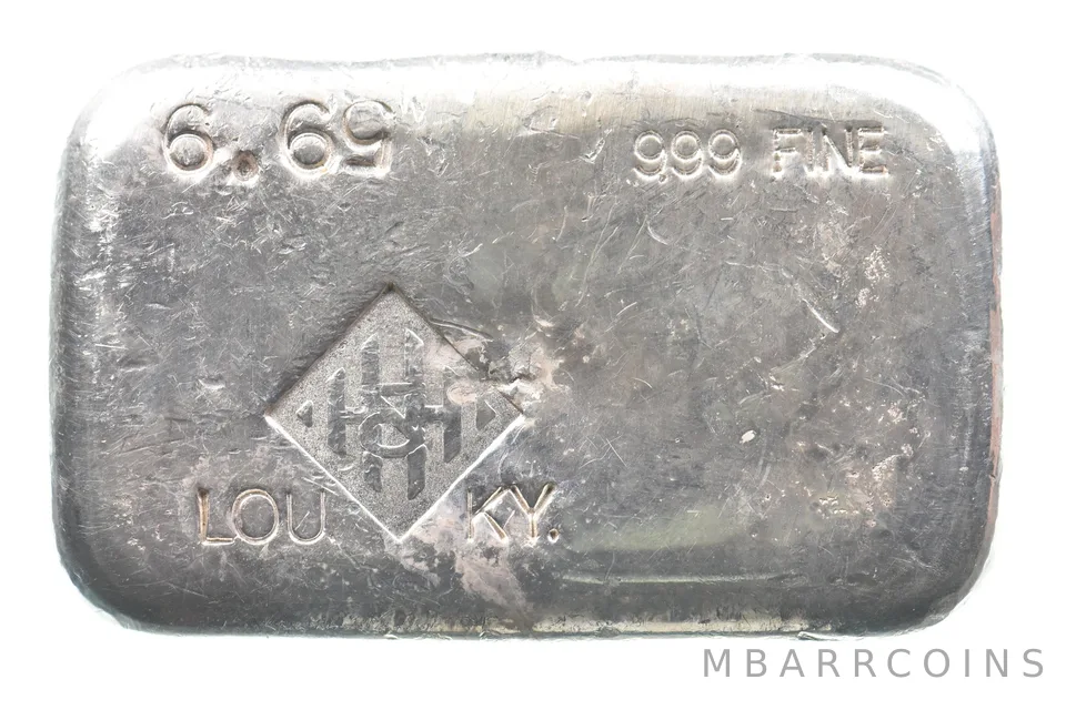 6.65 Troy Oz Silver Bar H&H Mining Inc Vintage Poured Loaf a2939