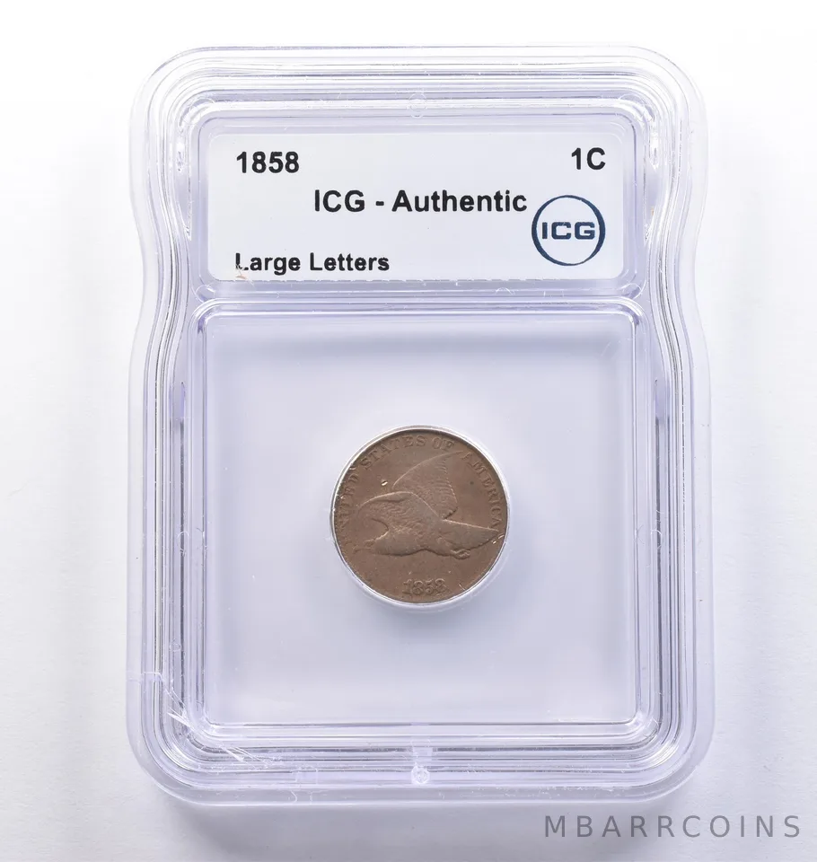 1858 Flying Eagle Cent Large Letters Authentic ICG *8369
