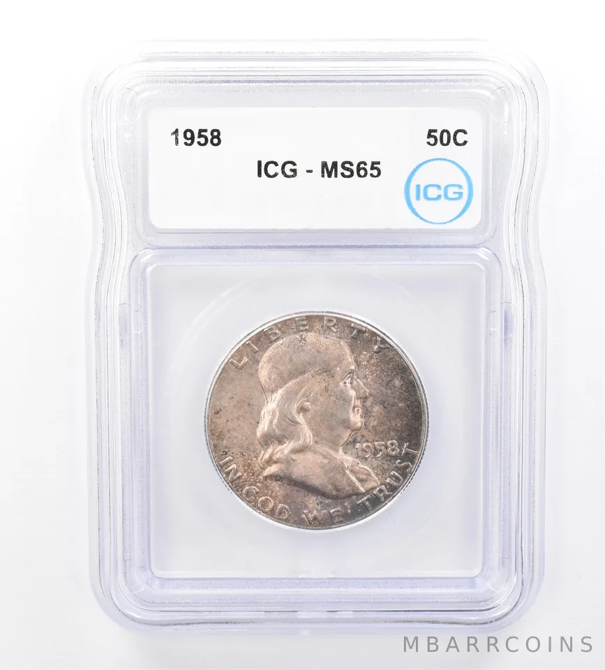 1958 Franklin Half Dollar MS65 ICG Beautiful Tone *1659