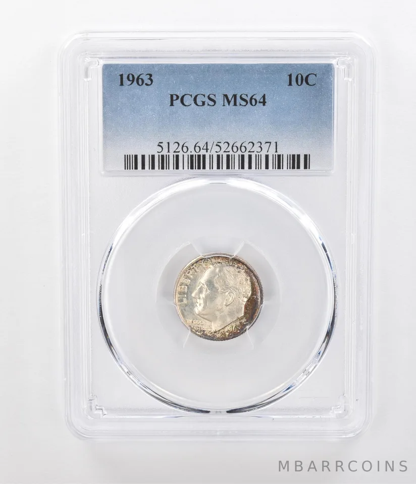 1963 Roosevelt Dime MS64 PCGS Beautiful Tone *1046