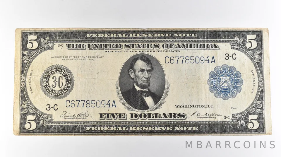 1914 $5 Philadelphia PA FRN Large Note Blue Seal *3125