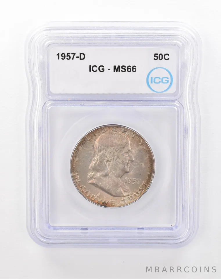 1957-D Franklin Half Dollar MS66 ICG Beautiful Tone *1201