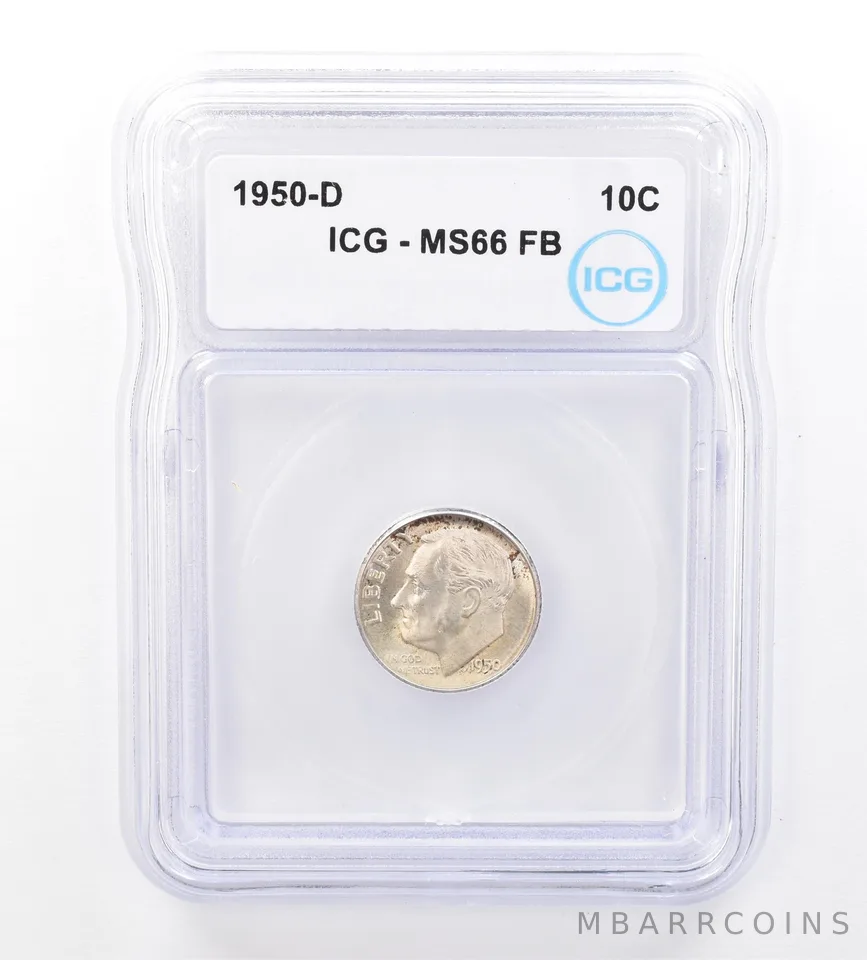 1950-D Roosevelt Dime MS66 FB ICG Beautiful Tone *1576
