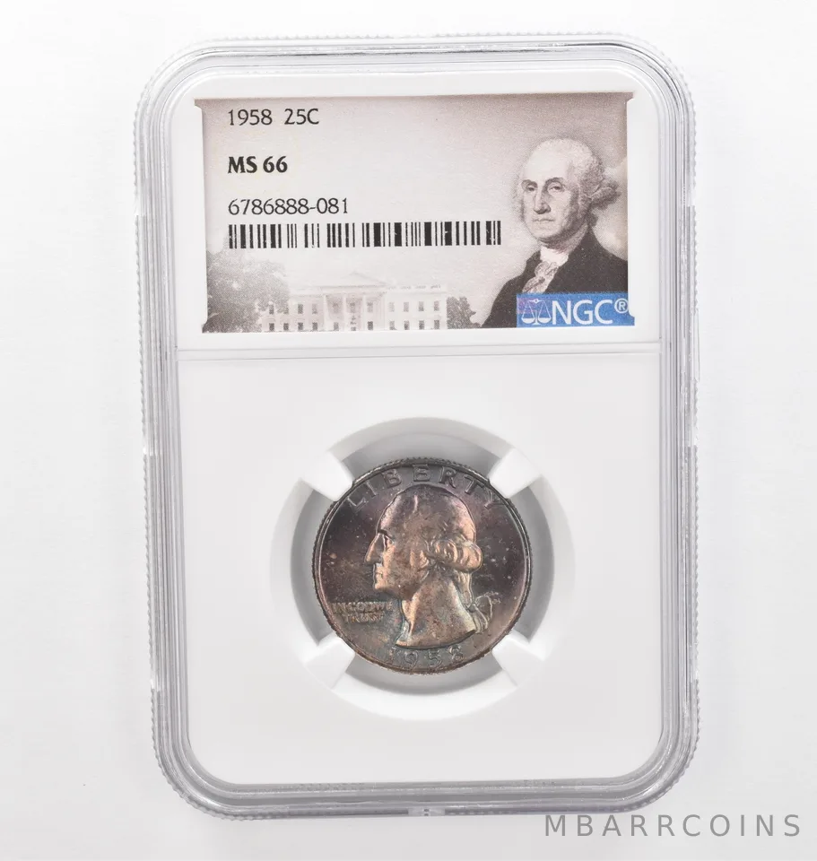 1958 Washington Quarter MS66 NGC Beautiful Tone *2272