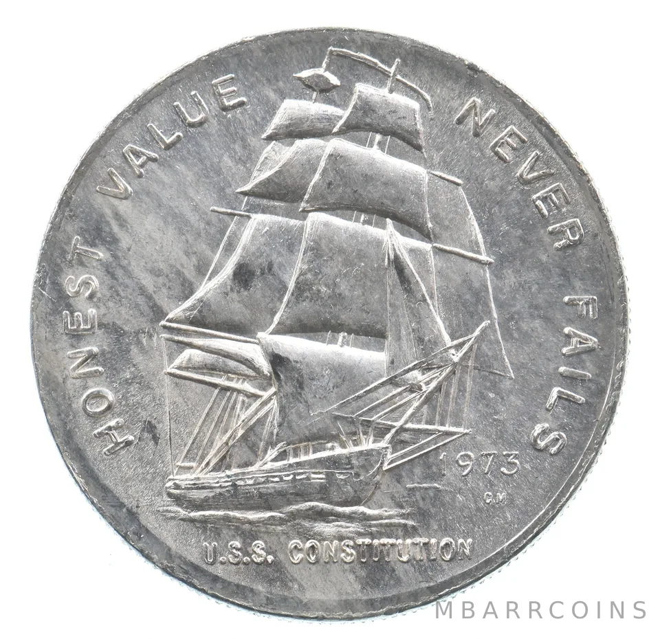 VINTAGE Art Bar/Round 1973 Constitution Mint Honest Value Silver 1 T Oz *224