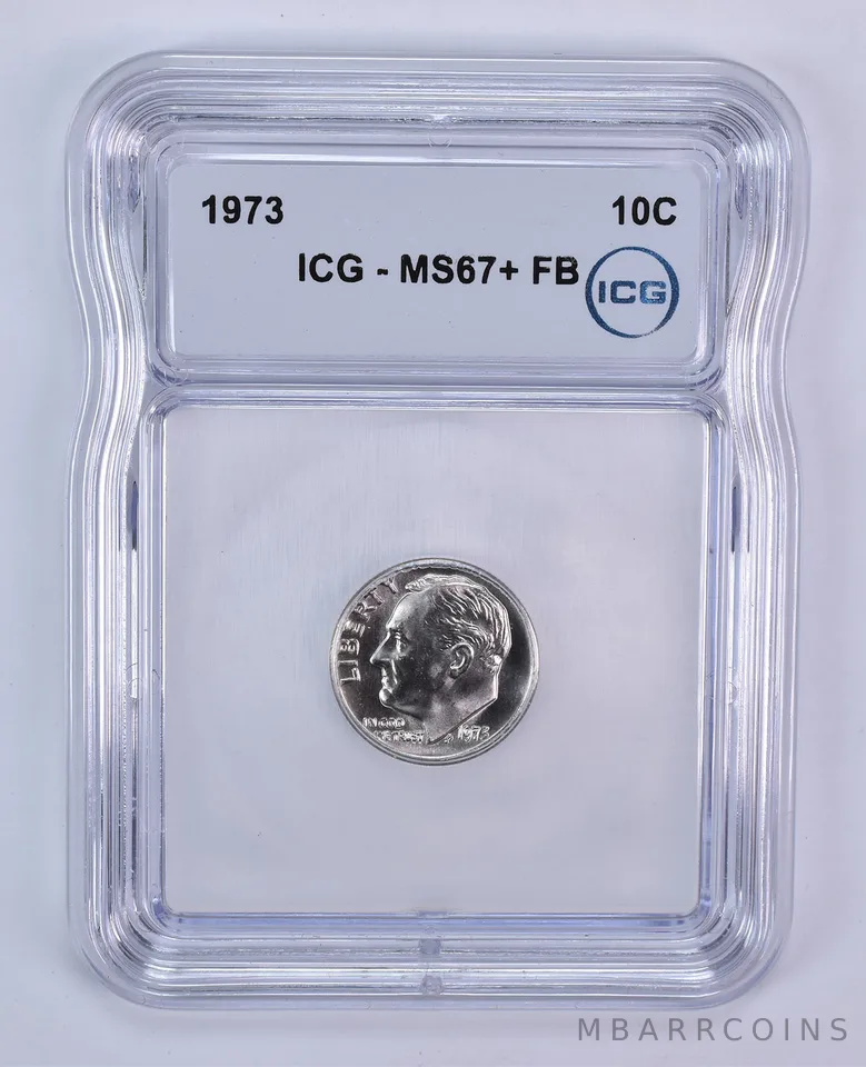 1973 Roosevelt Dime MS67+ FB ICG