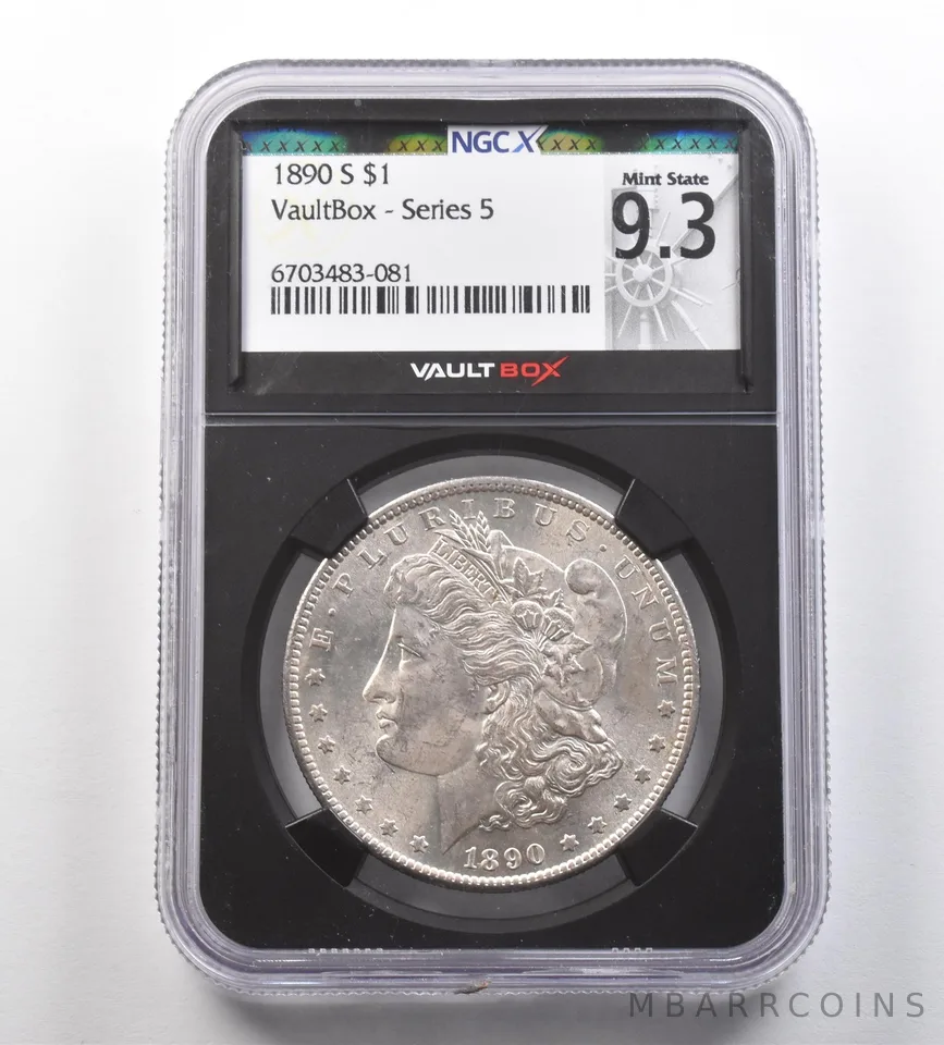1890-S Morgan Silver Dollar Vaultbox Series 5 MS9.3 NGC NGCX *2581
