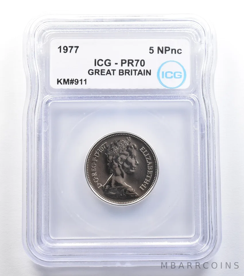 1977 Great Britain 5 New Pence KM#911 PR70 ICG a7835