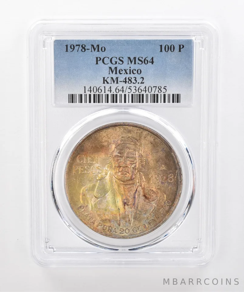 1978 Mo Mexico 100 Pesos Silver KM-483.2 MS64 PCGS Beautiful Tone *1406
