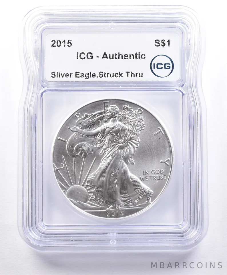 ERROR 2015 American Silver Eagle Struck Thru ICG a2359