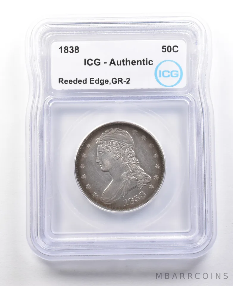 1838 Capped Bust Half Dollar Reeded Edge GR-2 Authentic ICG a2962