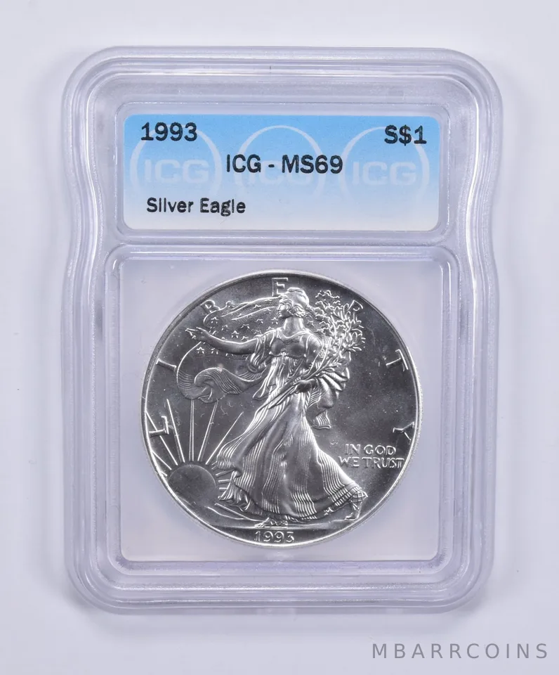 1993 American Silver Eagle MS69 ICG