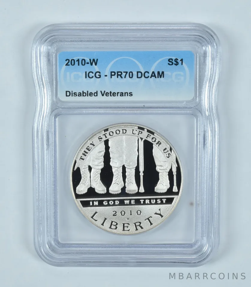 2010-W Disabled Veterans Commemorative Silver Dollar PR70 DCAM ICG