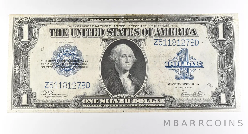 1923 $1 Silver Certificate Large Note Blue Seal *2995