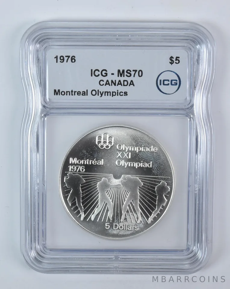 1976 Canada 5 Dollars Silver Montreal Olympics Boxing MS70 ICG