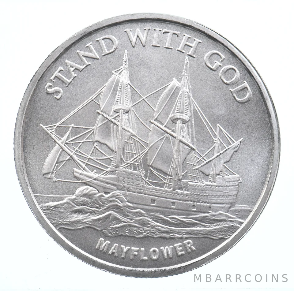 VINTAGE Art Bar/Round Mayflower Rebellion To Tyrants .999 Silver 1 T Oz *880