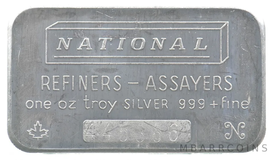 1 Troy Oz Silver Bar National Refiners-Assayers *4190