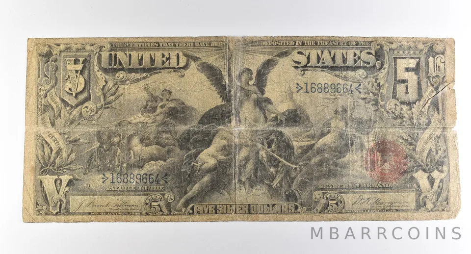 1895 $5 Silver Certificate Large Note Red Seal *3750