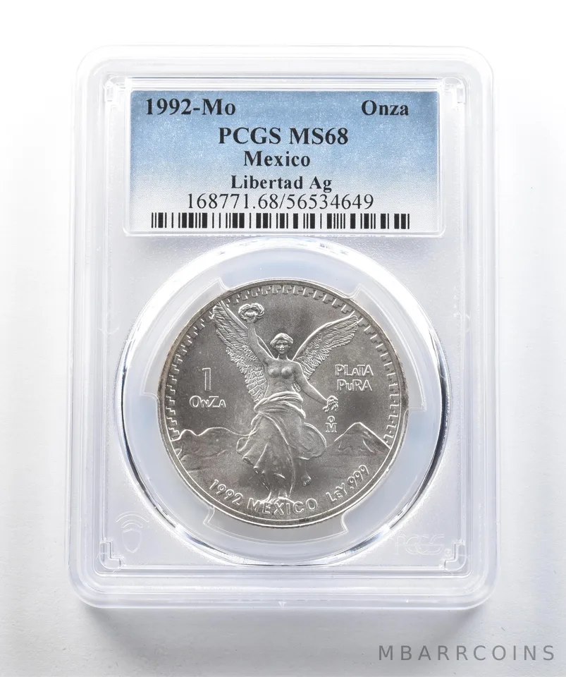1992 Mo Mexico 1 Onza Silver Libertad MS68 PCGS *2042